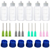 6Pcs Applicator Bottles, 30ml Plastic Squeezable Dropper Bottles with Blunt Needle Tip for Glue Applications, Paint Quilling Craft and Oil