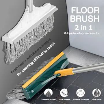 2-in-1 Multifunctional Floor Joint Brush Bathroom Cleaning Brush Long  Handle with Clip Kitchen Household Window Cleaning Tools