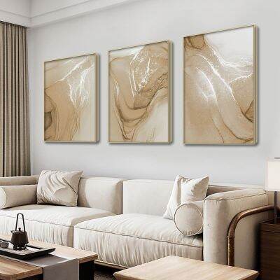 ♤¤ Boho Beige Marble บทคัดย่อ Wall Art โปสเตอร์ภาพวาดผ้าใบพิมพ์ภาพห้องนั่งเล่นตกแต่งภายในบ้านตกแต่ง