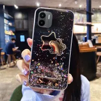 ฝาหลัง เคสสำหรับ Redmi A2 A1 โทรศัพท์ส่องแสงเป็นรูปพระจันทร์ซิลิโคนนิ่มใสรูปดาวห้าแฉกกระจกกันล้มเด็กผู้หญิงสำหรับ Redmi A2 A1 เคสใส่โทรศัพท์