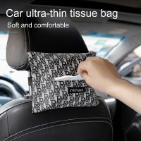 Printing Letter Car Seat Back Organizer Hanging Storage Bag Waterproof Storage Pouch Tissue Holder Car Interior Accessories