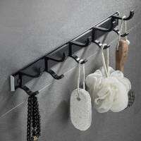 Household Space Aluminum Coat Hooks Have No Holes, Wall-mounted Storage Key Hooks for Bathrooms and Bedrooms Save Spac