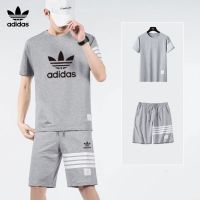 Adidasชุดกีฬาผู้ชายชุดทูพีซชุดฝึกกีฬาผู้ชายชุดกีฬาแห้งเร็วคุณภาพสูง