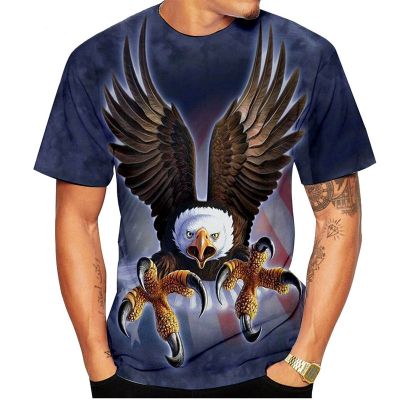 European and American Fashion Eagle graphic t shirts Summer Men Trend Casual Personality Hip Hop Street style Printed Tees Tops