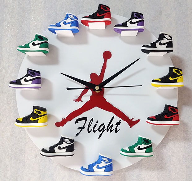 นาฬิกา-aj-ผลิตภัณฑ์บาสเกตบอลรองเท้ากันโคลน3มิตินาฬิกาติดผนังรุ่น-aj1-12รองเท้าขนาดเล็กบินจอร์แดน