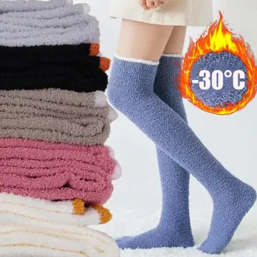 Womens Fuzzy Toe Socks Solid Color Winter Thick Thermal Warm Coral