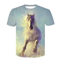 New 3d Animal T Shirt Men Horse Printed Harajuku Casual Punk Rock Fashion Streetwear O Neck Sporty Breathable Lightweight