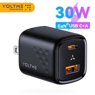 VOLTME GaN เครื่องชาร์จ USB C 30W,ที่ชาร์จ iPhone 13/13 Mini /Pro/ Pro Max/ 12 Galaxy Note iPad Pro MacBook PD 30W ที่ชาร์จแบตเตอรี่โทรศัพท์ Yuebian