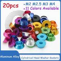 20pcs Colourful Anodized Aluminum Cylindrical Head Washer Gaskets M2 M2.5 M3 M4 For Cup Head Hex Socket Screw