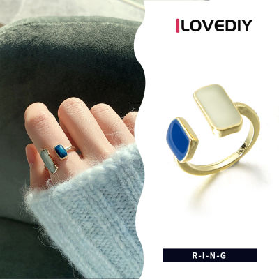 ILOVEDIY แหวนแฟชั่นเคลือบเงาสีทองเข้าคู่กับย้อนยุคเกาหลีโรแมนติกเครื่องประดับอัญมณีแฟชั่น