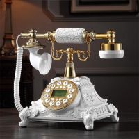 screen light 1 Corded Imitation Ceramics Button Dial Retro Fixed Telephone Hands-Free Caller ID Classical Electronic Bell Landline Phone