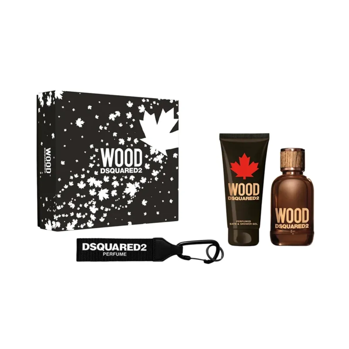 Set Nước Hoa Nam Dsquared2 Wood EDT (100ml + Bath & Shower Gel 100ml + Móc Khoá)