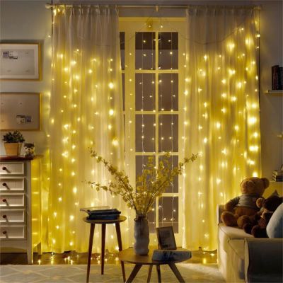 3x3M LED Curtain Light String 110V 220V Christmas Garland Fairy Lamp With Connectable Plug For Home Window Patio Wedding Party