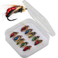 A Set #14 Hot Sale Brass Bead Head Fast Sinking Nymph Scud Fly Bug Worm Trout Fishing Flies Artificial Insect Fishing Bait LureLures Baits