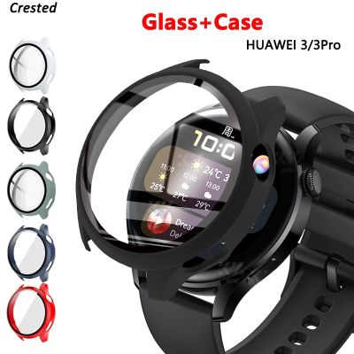 Tempered Glass Case for Huawei Watch 3 46mm Bumper Shell Matte PC All Around Protector cover Huawei Watch 3 Pro Screen Protector