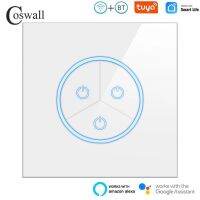 COSWALL WIFI Tuya Touch On / Off Wall Light Switch  Alexa / Google Home / Yandex Alice Voice Control  Tempered Glass Panel Power Points  Switches Save