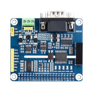 Waveshare Isolated RS485 RS232 Expansion HAT for Raspberry Pi 4B/3B+/3B/2B, SPI Control, Onboard Protection Circuits