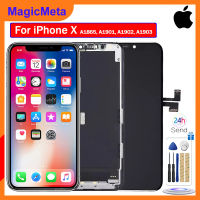 MagicMeta จอ LCD หน้าจอ LCD สำหรับ iPhone X,หน้าจอดิจิตอลสัมผัสหน้าจอ Lcd ส่วนประกอบทดแทน100% ทดสอบหน้าจอไม่มีพิกเซลที่ตายที่สมบูรณ์แบบพร้อมเครื่องมือซ่อม