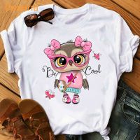 Cute Owl T Shirt Women Printed Cute Cartoon Women T-Shirts Short Sleeved Casual White Graphic Tee Shirt Femme Round Neck Tshirts Women  GLPQ