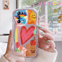 Jlingji เคสสำหรับ OPPO Reno 5 5 5G Reno 5K 5G ค้นหา X3 Lite น้ำมันเคสภาพวาดหัวใจรักหมีสายรุ้งเนื้อครีมกันกระแทกแบบใสนิ่มเคสมือถือเคสโปร่งใสลายกล้องถ่ายรูปที่สร้างสรรค์ซิลิกาเจลป้องกัน