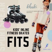 OXELO รองเท้าอินไลน์สเก็ต เพื่อการออกกำลังกายสำหรับเด็กรุ่น Fit 5 ( Kids Inline Fitness Skates Fit 5 - Pink/Khaki ) Roller Skate โรลเล่อร์สเก็ต สเก็ต  รองเท้าสเก็ต