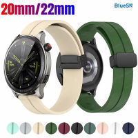 สายซิลิโคน BLUESN สำหรับ Samsung Galaxy Watch 4/5 Pro/Class/ เกียร์ S3สปอร์ตซิลิโคนสร้อยข้อมือแม่เหล็ก Huawei Watch Gt 2 3 Pro