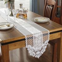 Romantic Flower Lace Table Runner Tablecloth TV Cabinet Cover Lace Dining Table Embroidery Table Flag Home Kitchen Decor