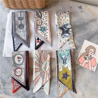 ★New★ Tarot brand Chicd silk scarf small long strip spring and autumn decorative hair band Korean wild bag tied bag with streamer small scarf