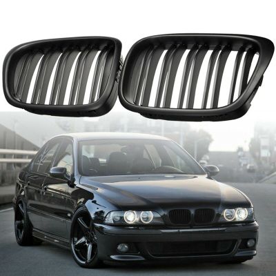 Front Bumper Kidney Grill Replacement Dual Slat Grilles for BMW E39 5 Series 525 528 1995-2004 Matte Black