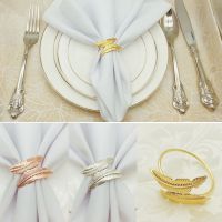 5Pcs Hotel Table Towel Exquisite Leaves Rings Wedding Plating Plants Napkin Holder Birthday Party Art Retro Table Decoration