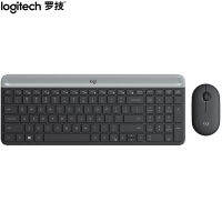 ชุดแป้นพิมพ์และเมาส์ไร้เสียงแบบไร้สายชุดเม้าส์และคีย์บอร์ดกรวดแบบ MK470 Logitech แบบพกพาบางเฉียบ