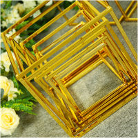 Gold Electroplated Wrought Iron Rectangular Frame Wedding Party Birthday Decor Wedding Road Lead Artificial Flower Support Frame