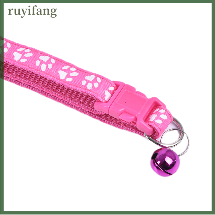 ruyifang-ปลอกคอสุนัขสัตว์เลี้ยงแมวลูกสุนัขปลอกคอไนล่อนพร้อมกระดิ่ง6สี12ชิ้น