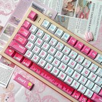 Keycap Only】 Keycap สีชมพูสำหรับปาร์ตี้130คีย์เชอร์รี่ PBT การระเหิดห้าด้านสำหรับเชอร์รี่สวิตช์ MX คีย์บอร์ดแบบกลไก RK61/Anne Pro 2/GK61 KTT TTC สวิตช์กล่อง