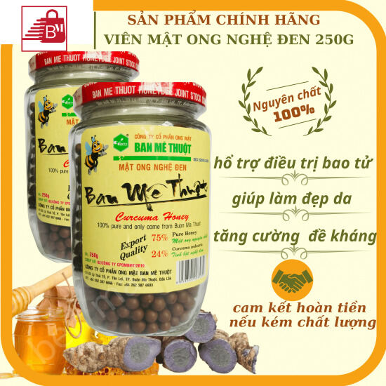 Viên tinh nghệ đen mật ong ban mê thuột 250gr - ảnh sản phẩm 1