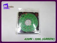 #โซ่สีเขียว "ตราพระอาทิตย์" // Drive Chain JOMTHAI 420N 120L GREEN Set