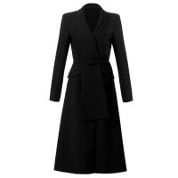 Black Formal Dress 2021 New Autumn OL Temperament Socialite Gathering Irregular Design Business Suit and Dress