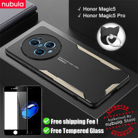 NUBULA เคสสำหรับ Honor Magic5 | Magic 5 Pro เคสอะลูมินัมอัลลอยโลหะผิวด้านฝาหลังกันรอยขีดข่วนเคสโทรศัพท์มือถือ Hp Honor Magic5 Pro ตัวยึดแบบแหวนป้องกันหน้าจอกระจกนิรภัยฟรีสำหรับ Magic5 Honor 5 Pro