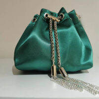 WOMEN BAG High Quality Silk Bucket Bags Diamonds Female Personalized Shoulder Tassels Chains Handbags For Women Crossbady Bag