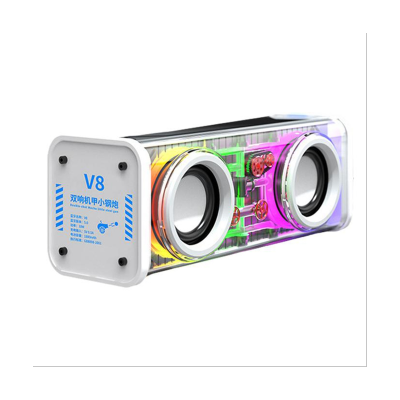 V8 Transparent Bluetooth Speakers RGB Light Wireless Outdoor Sports Bluetooth Audio TWS Subwoofer Speaker