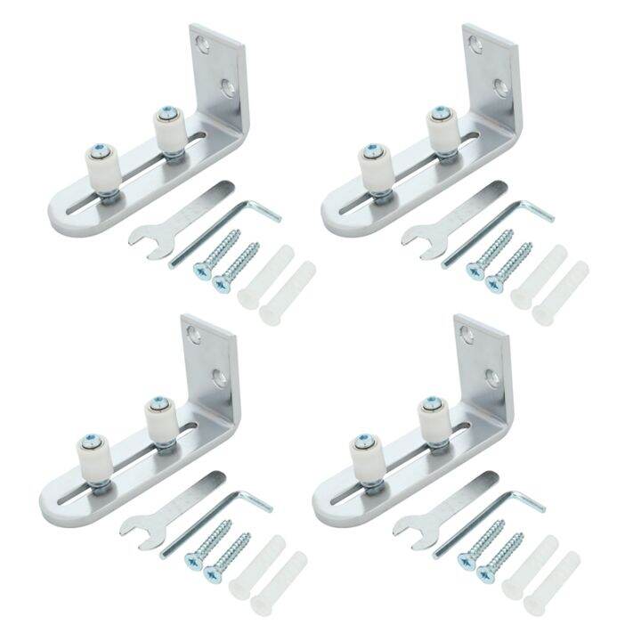 4x-floor-guide-for-bottom-of-sliding-barn-doors-adjustable-wall-mount-stay-roller-guide-ball-bearings