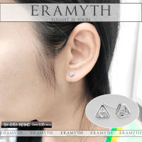 Eramyth J. (เอรามิท)ต่างหูเพชร สามเหลี่ยม สวิส CZ ตัวเรือน เงินแท้ 92.5 งานฝังเพชรเม็ดเดียว สินค้ามาตรฐานส่งออก