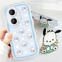 เคส GGK สำหรับ Vivo Y27 Y27 5G พร้อมที่ยึดฟรีนิ่มแฟชั่นเคสโทรศัพท์หยัก Kity Cat Pochacco Cinnamoroll ลายการ์ตูนป้องกันกล้องคลุมทั้งหมดเคสโทรศัพท์มือถือกันกระแทก