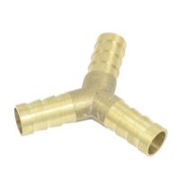 Air Line Tube Hose Tail Brass 3 Way Y Type Connector 10mm Gold Tone