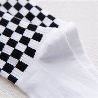 1 Pair Skateboard Female Socks Funny White and Black Squares Chic