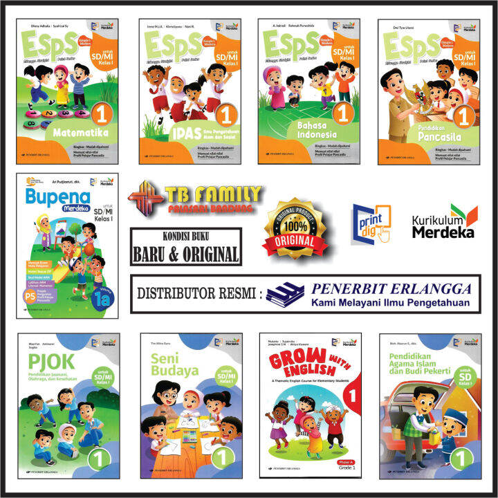 Buku paket SD Kelas 1 Kurikulum Merdeka Penerbit ERLANGGA | Lazada