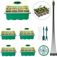 5 Pack Reusable Seed Starter Trays with Grow Light Seedling Tray Humidity Adjustable Greenhouse Germination Kit for Seed Growing