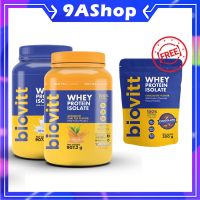 ??แพ็ค 2 กระปุก + แบบซอง 200 - 224 g ? biovitt Whey Protein Isolate เวย์โปรตีน ไอโซเลท  เสริมกล้ามคมชัด  อร่อย  ไร้น้ำตาล ไร้แป้ง