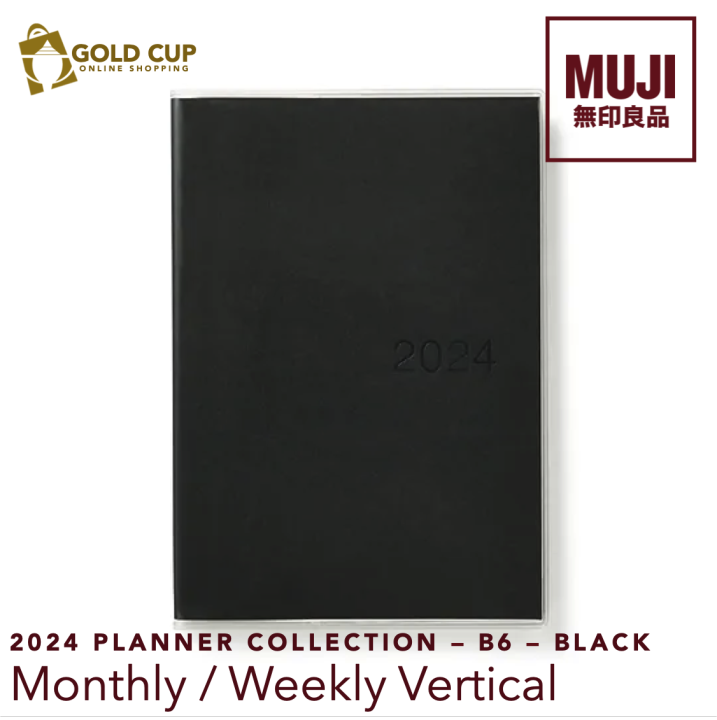 MUJi 2024 Monthly / Weekly Vertical Planner Black B6 Size Lazada PH