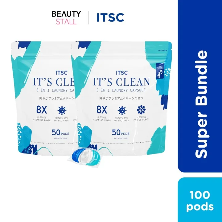 IT'S CLEAN ITSC 3 In 1 Laundry Capsule pods (Detergent Pod) Lazada